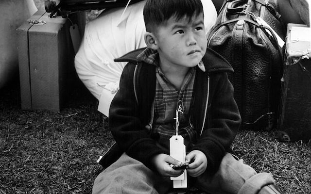 Japanese child is tagged for evacuation in California, 1942
